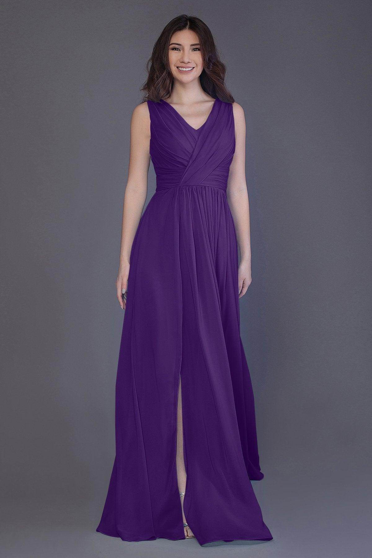 Sheath-Column Floor Length Chiffon Bridesmaid Dress PR3499CR - COCOMELODY